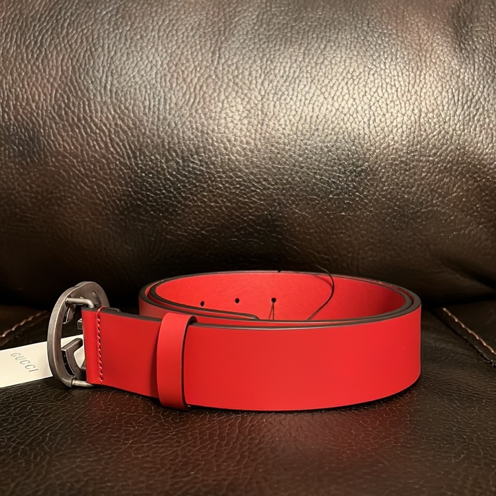 Gucci unisex interlocking GG Marmont logo monogram leather buckle belt NEW - Picture 5 of 9